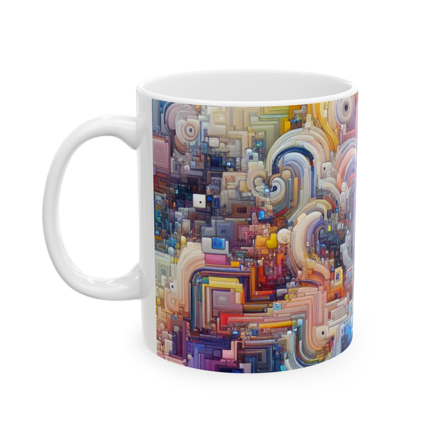 "Harmonies océaniques : une exploration de l'art génératif" - La tasse en céramique Alien 11oz Art génératif