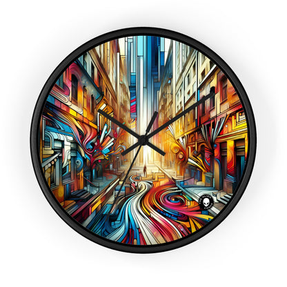 "Ecosistema urbano: una fusión de graffiti" - El reloj de pared alienígena Graffiti Art