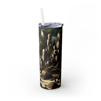 "Spinning Nature's Tapestry : une installation de Land Art à couper le souffle célébrant la beauté complexe des toiles d'araignées" - The Alien Maars® Skinny Tumbler avec paille 20oz Land Art