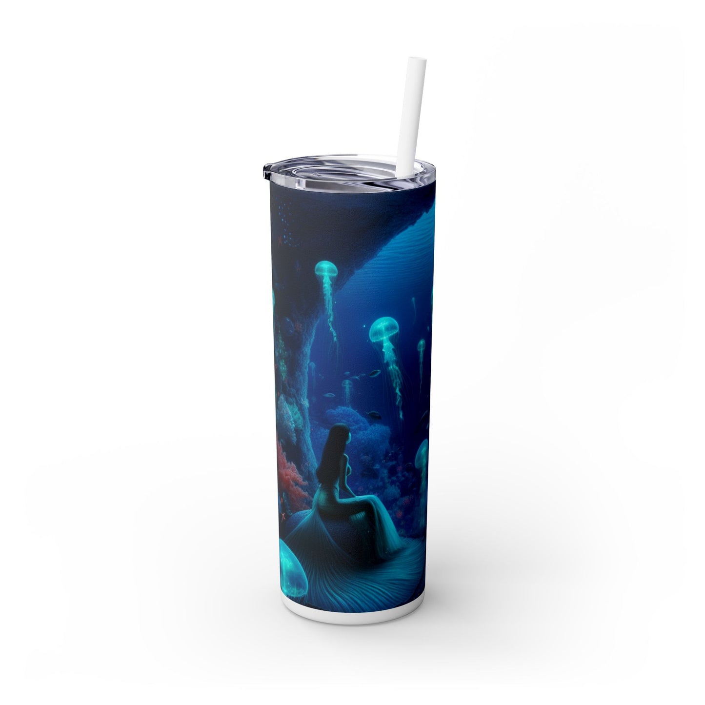 "Siren's Serenity: A Jellyfish Ballet" - The Alien Maars® Skinny Tumbler with Straw 20oz