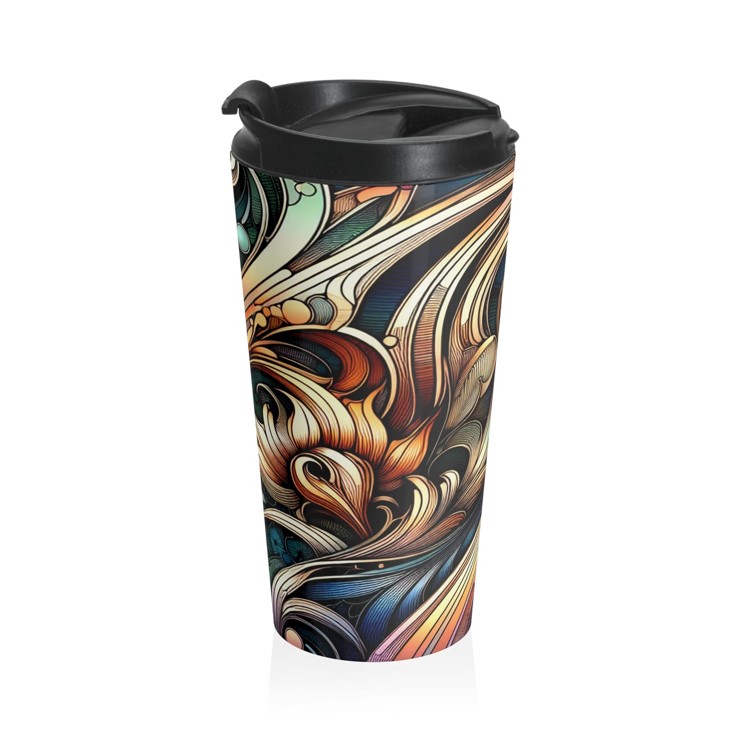 "Elegancia floral: Póster del jardín botánico Art Nouveau" - Taza de viaje de acero inoxidable The Alien Art Nouveau