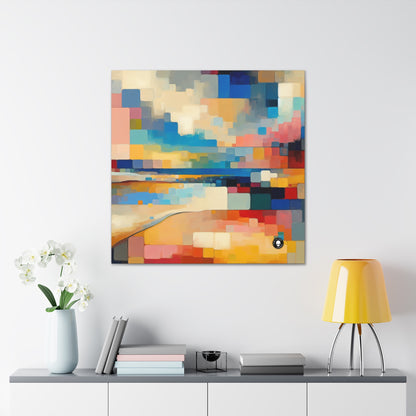 "Sunset Serenity : Peinture de champs de couleurs pastel doux" - La peinture de champs de couleurs Alien Canva