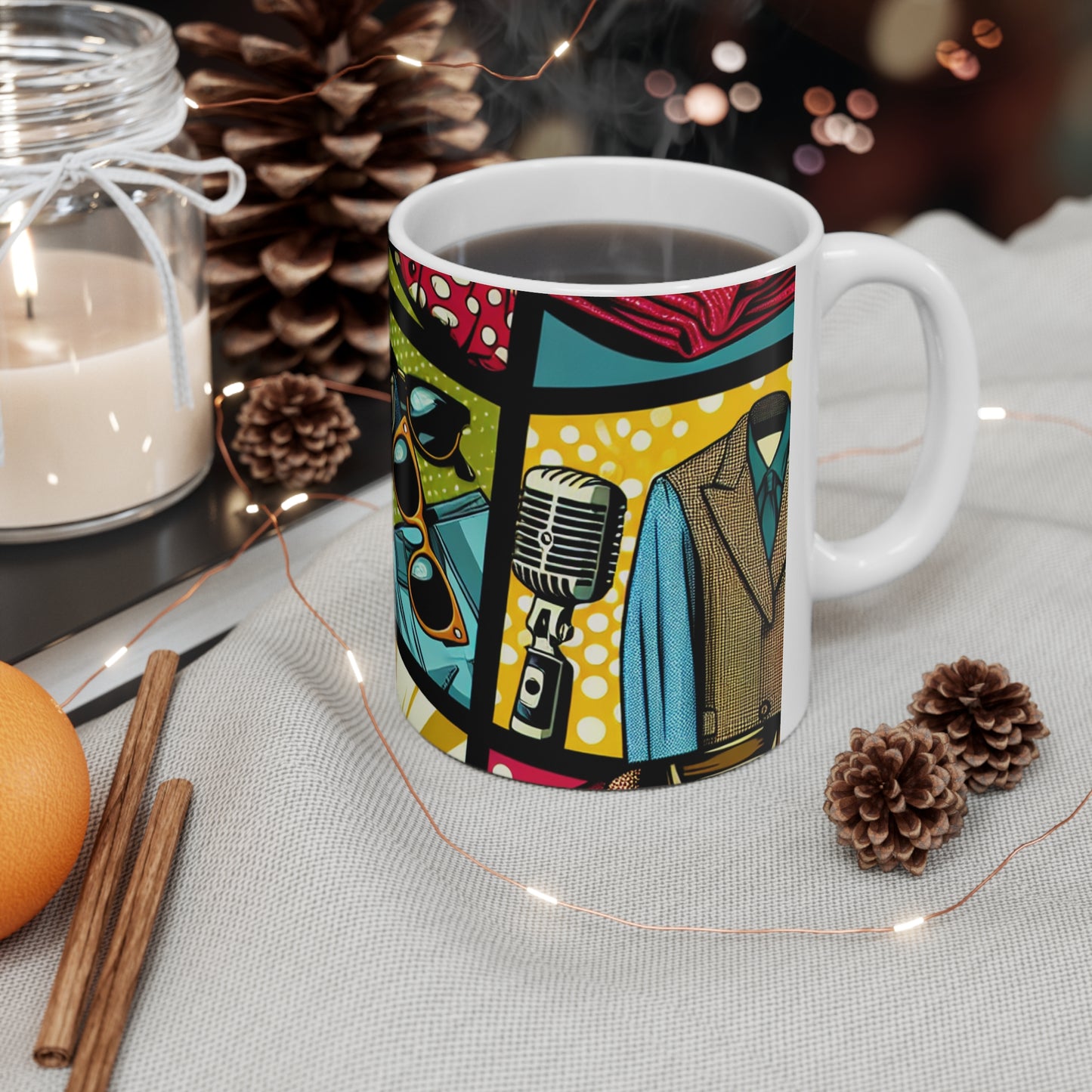 "Pop Art Apparel: Un collage de style vintage" - La tasse en céramique Alien 11oz style pop art