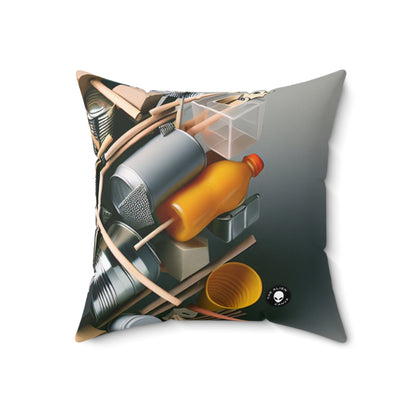 "Household Monochrome: Crafting a 3D Cubist Artwork" - The Alien Spun Polyester Square Pillow Cubism