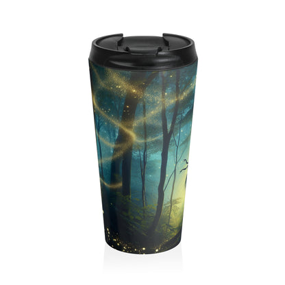 "Bosque Encantado: Baile de Luciérnagas" - Taza de Viaje de Acero Inoxidable de Alien