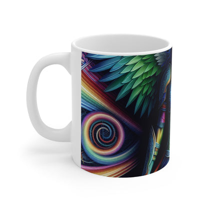 "Lionhearted Warrior Goddess: A Celtic-Inspired Artwork" - The Alien Ceramic Mug 11oz Celtic Art