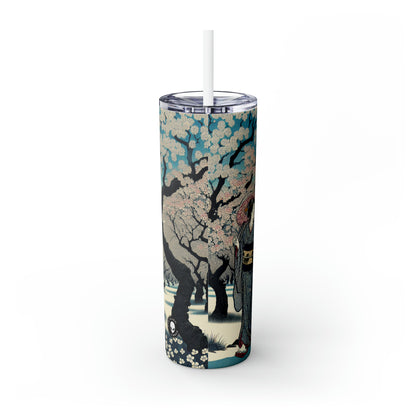 "Blossoming Sky" - The Alien Maars® Skinny Tumbler with Straw 20oz Ukiyo-e (Japanese Woodblock Printing)