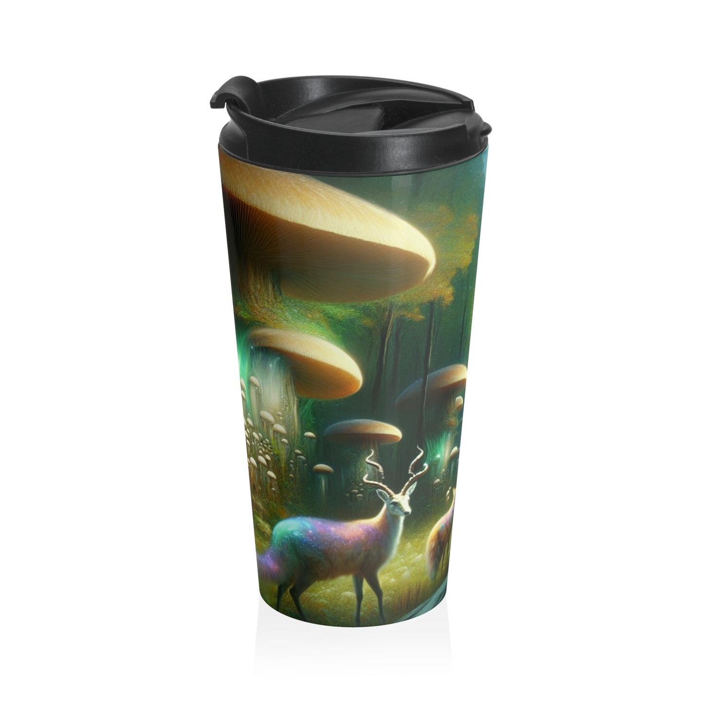 "Mystical Mushroom Grove": taza de viaje de acero inoxidable de The Alien