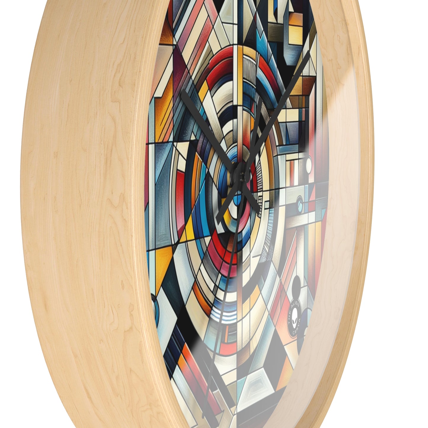 "City Lights: Geometric Nightfall" - The Alien Wall Clock Geometric Abstraction