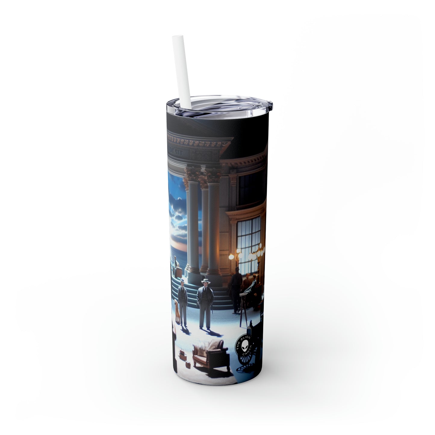 Title: "Ocean Symphony: A Photorealistic Ode to the Crashing Waves" - The Alien Maars® Skinny Tumbler with Straw 20oz Photorealism