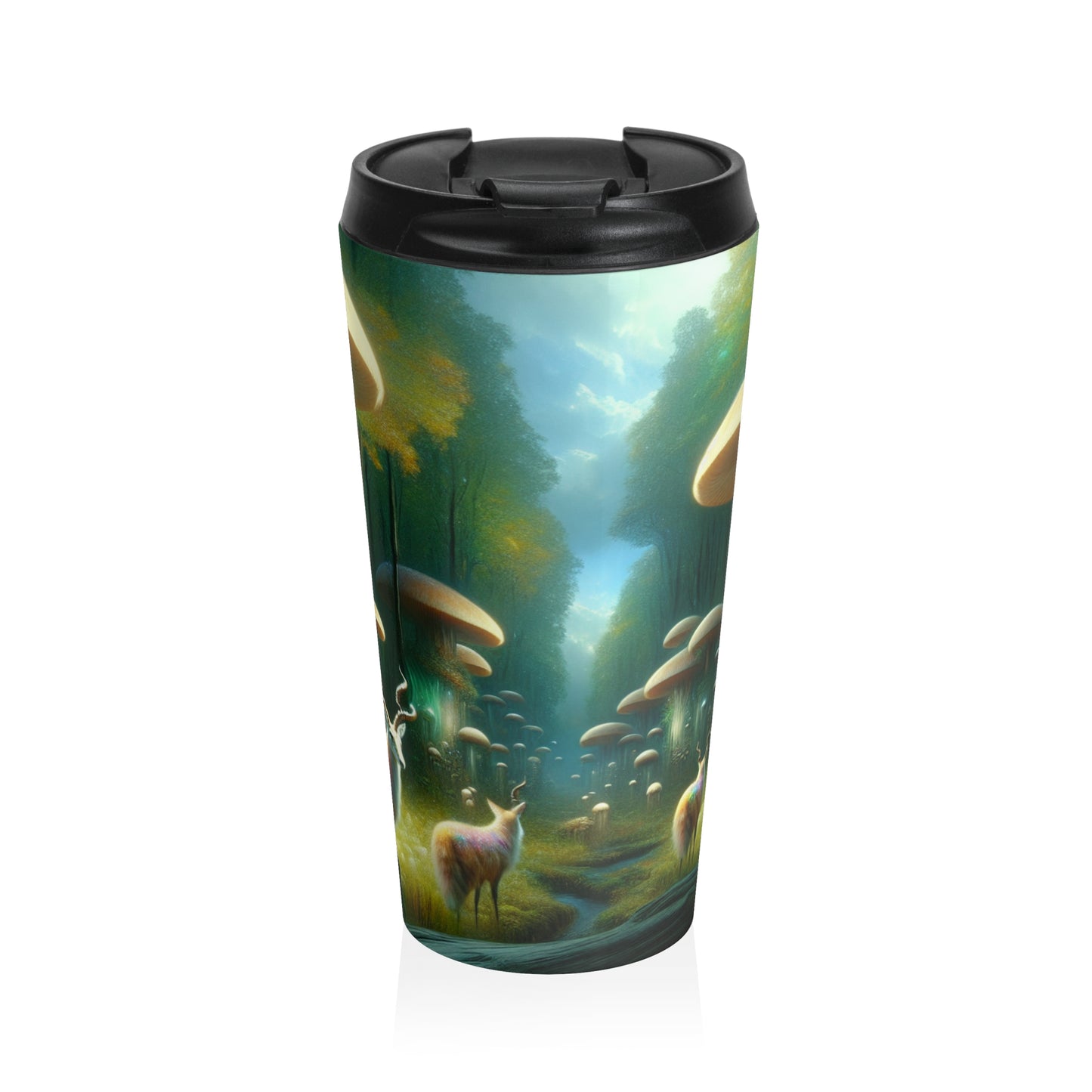 "Mystical Mushroom Grove": taza de viaje de acero inoxidable de The Alien