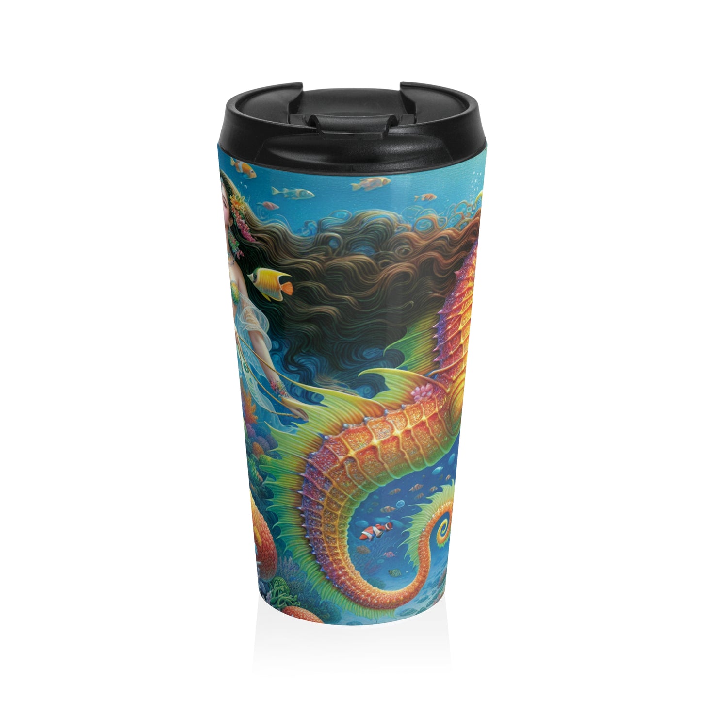 "El mágico viaje de la sirena en coral": taza de viaje de acero inoxidable de Alien