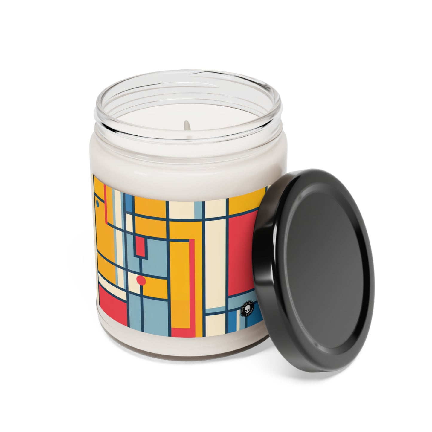 "De Stijl Grid: una composición de color minimalista" - La vela de soja con aroma a alienígena 9oz De Stijl