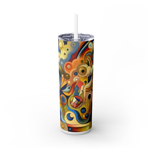 "Tiny Town in a Fishbowl" - The Alien Maars® Skinny Tumbler with Straw 20oz Naïve Surrealism