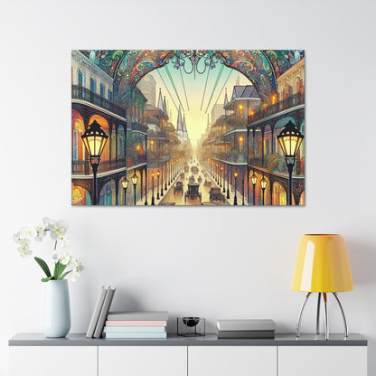 "Vivid Splendor: A Picture of New Orleans's French Quarter" - The Alien Canva Art Nouveau Style