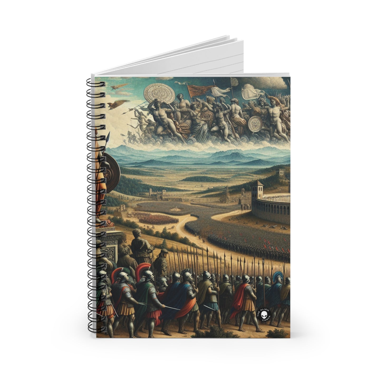 "Minerva Over the Renaissance Battlefield" - The Alien Spiral Notebook (Ruled Line) Renaissance Art