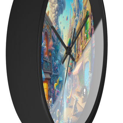 "Whimsical Wonders: A Vibrant Street Scene" - The Alien Wall Clock