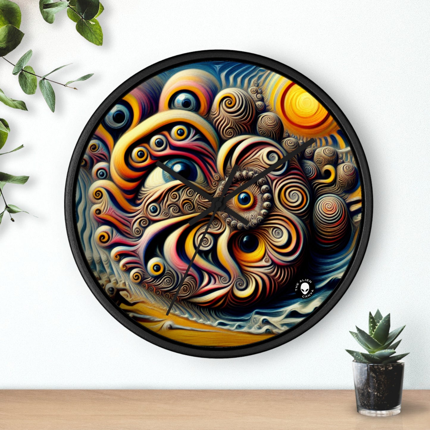 "Time Island's Dreamlike Dance" - The Alien Wall Clock Surrealism