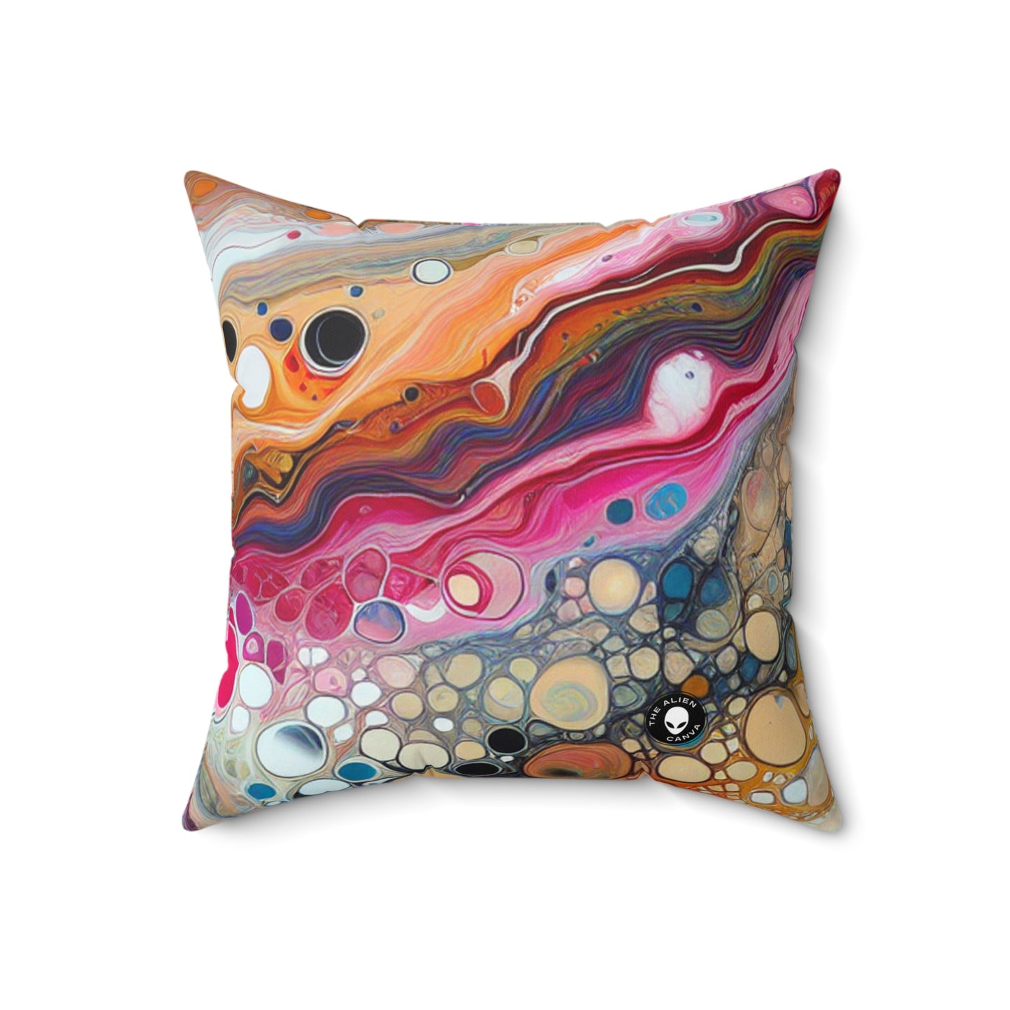 "Cosmic Colours: Creating a Mesmerizing Acrylic Pour Inspired by Celestial Nebulas"- The Alien Spun Polyester Square Pillow Acrylic Pouring