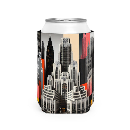 "A Contrast of Times: Classic Art Deco Skyscrapers and a Modern Cityscape" - The Alien Can Cooler Sleeve Art Deco Style