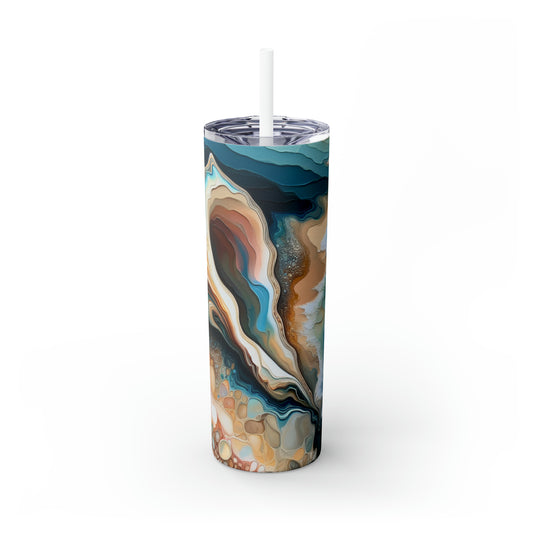 "A Beach View Through a Sea Shell" - The Alien Maars® Skinny Tumbler with Straw 20oz Acrylic Pouring