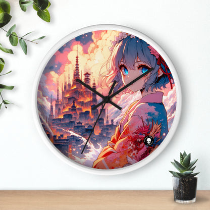 Título: "Swords ablaze: The Elemental Duel" - The Alien Wall Clock Manga/Anime Art