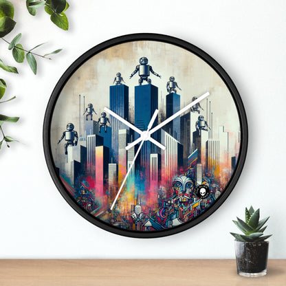 "Robotic Cityscape: A Futuristic Mural" - The Alien Wall Clock Street Art / Graffiti