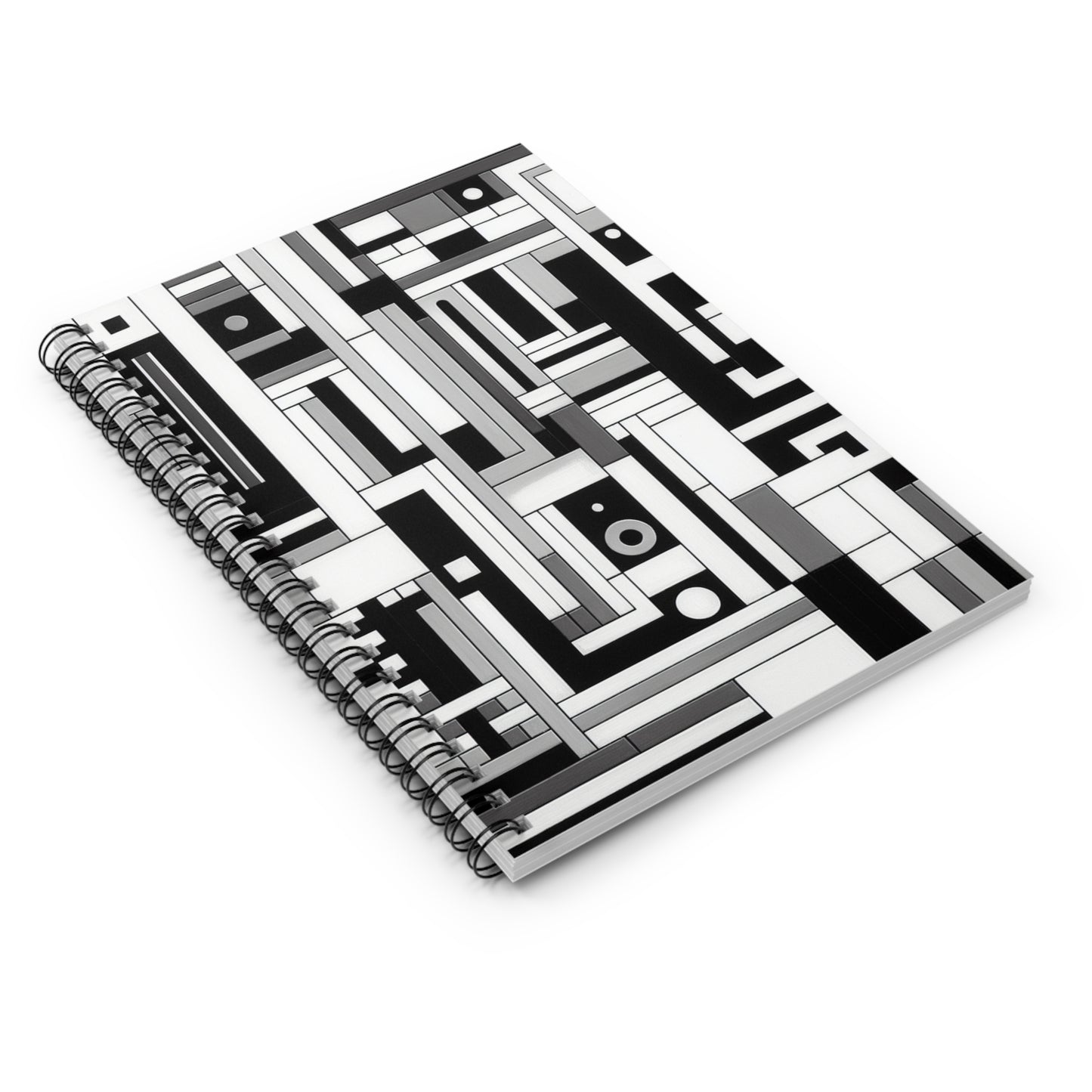 "De Stijl in Black and White" - The Alien Spiral Notebook (Ruled Line) De Stijl Style