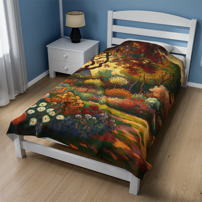 "Fauvist Garden Oasis" - La couverture en peluche Alien Velveteen style fauvisme