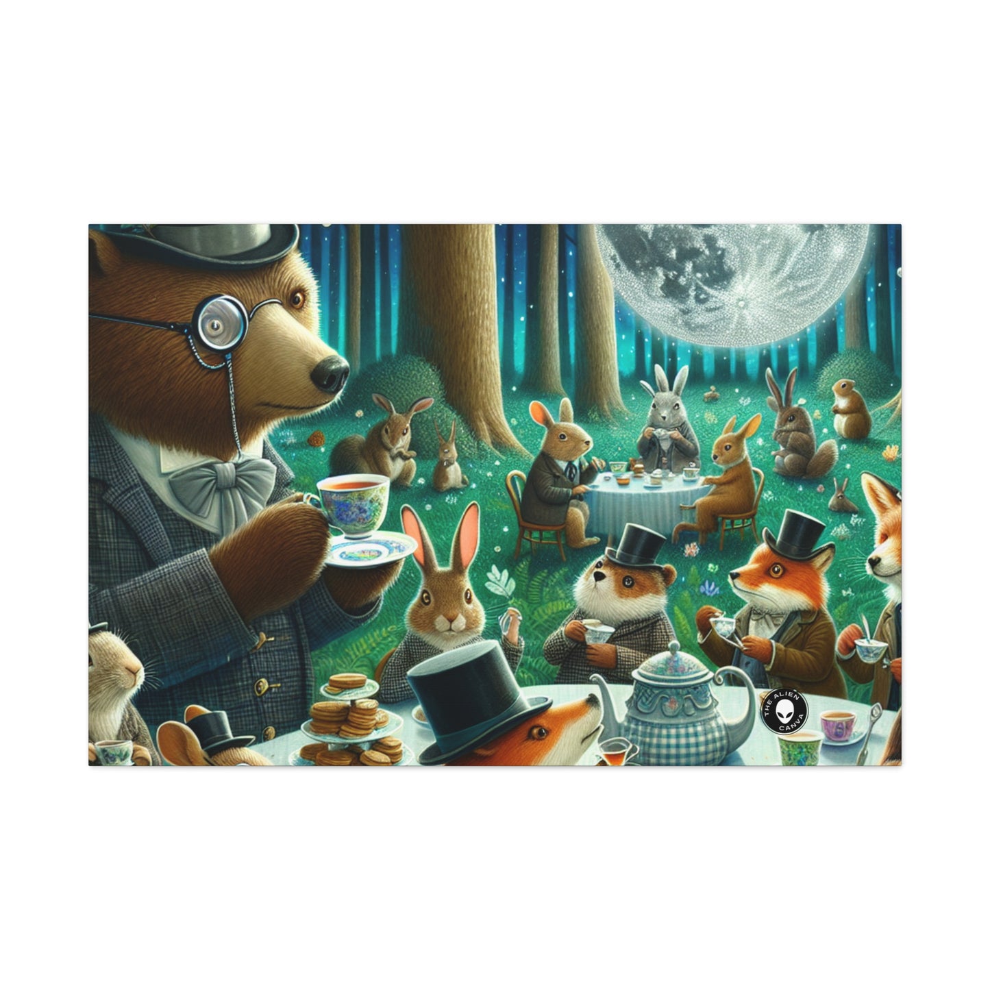 "Enchanted Moonlit Tea Party in the Forest" - The Alien Canva