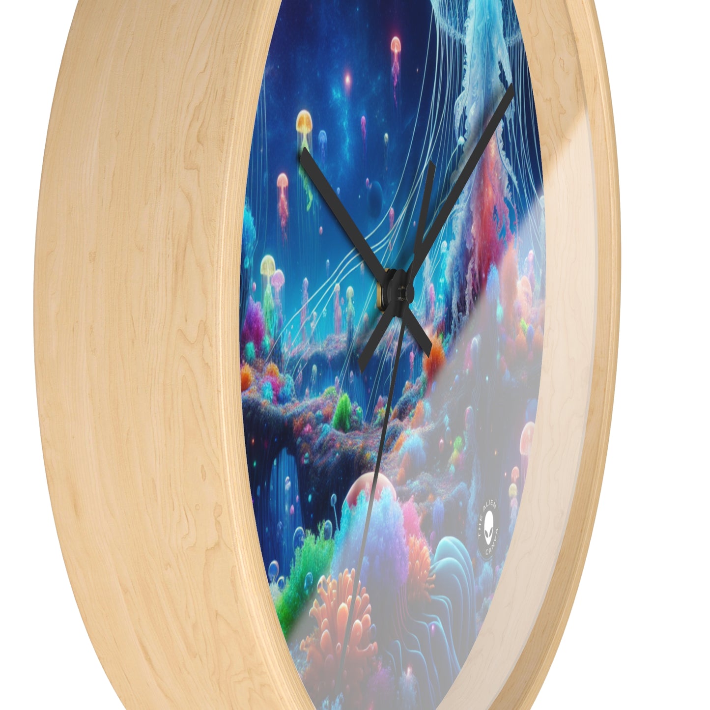 "Neon Jellyfish Fantasia: A Surreal Underwater Odyssey" - The Alien Wall Clock