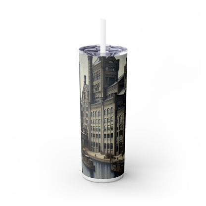 "Urban Precision: Modern Cityscape in the Style of Precisionism" - The Alien Maars® Skinny Tumbler with Straw 20oz Precisionism