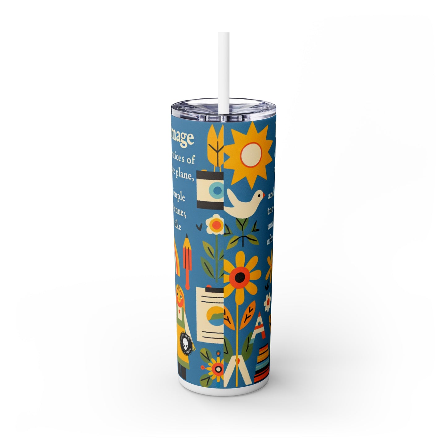 "Innocent Adventures: Whimsical Jungle Explorer" - The Alien Maars® Skinny Tumbler avec paille 20oz Naïve Art