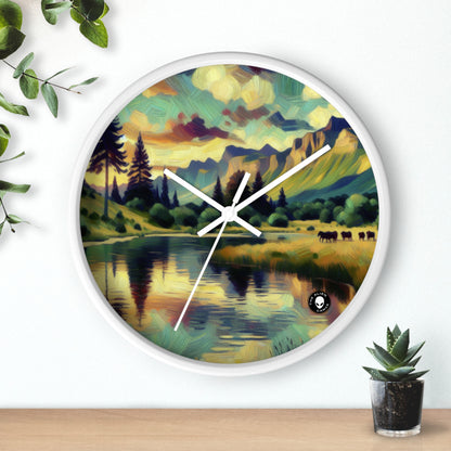 "Dusk in the Countryside: A Vibrant Post-Impressionist Painting" - The Alien Wall Clock Post-Impressionism