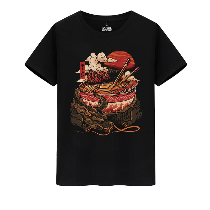 Printed pork bone ramen short sleeve