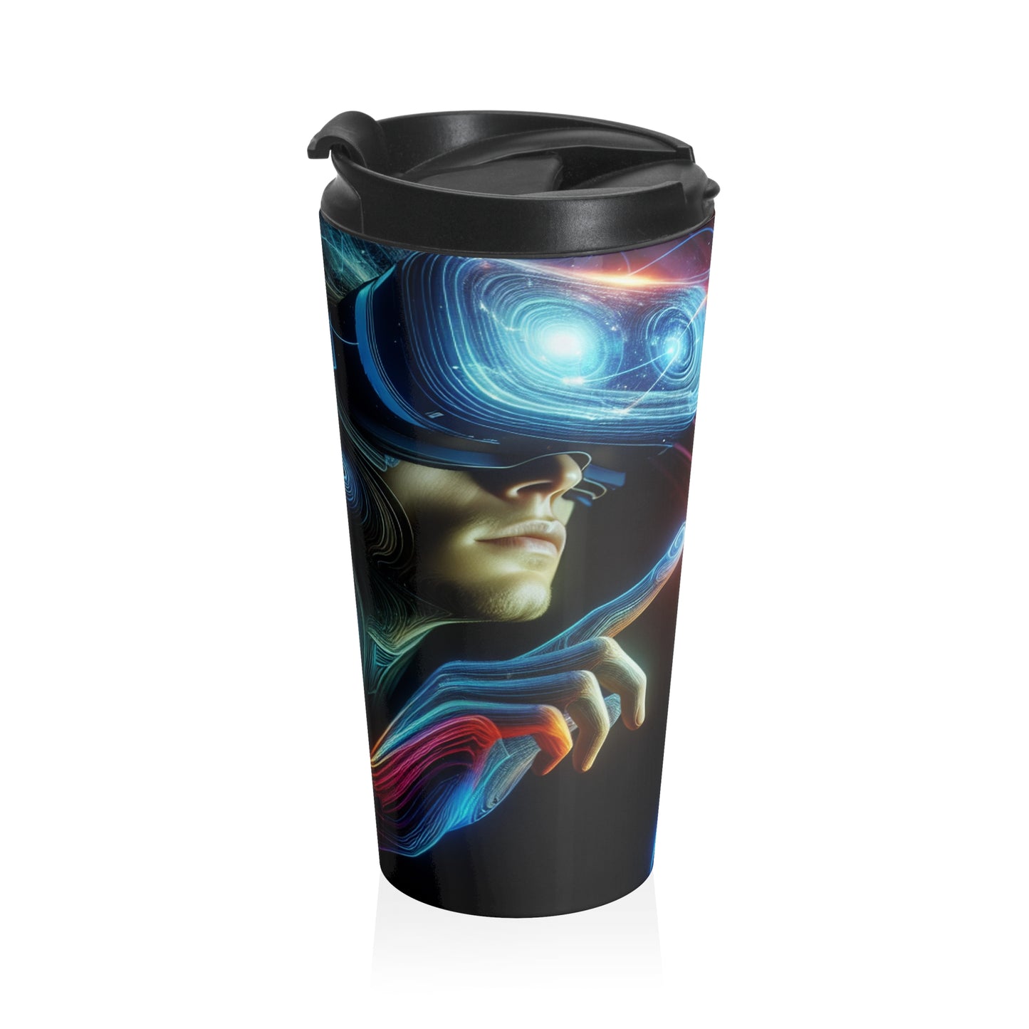 "Realmscape: An Infinite Virtual Odyssey" - The Alien Stainless Steel Travel Mug Virtual Reality Art