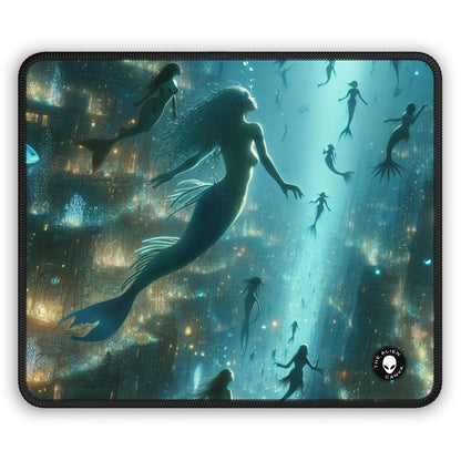 "Enchantment Below: Una metrópolis submarina bioluminiscente" - Alfombrilla de ratón para juegos Alien