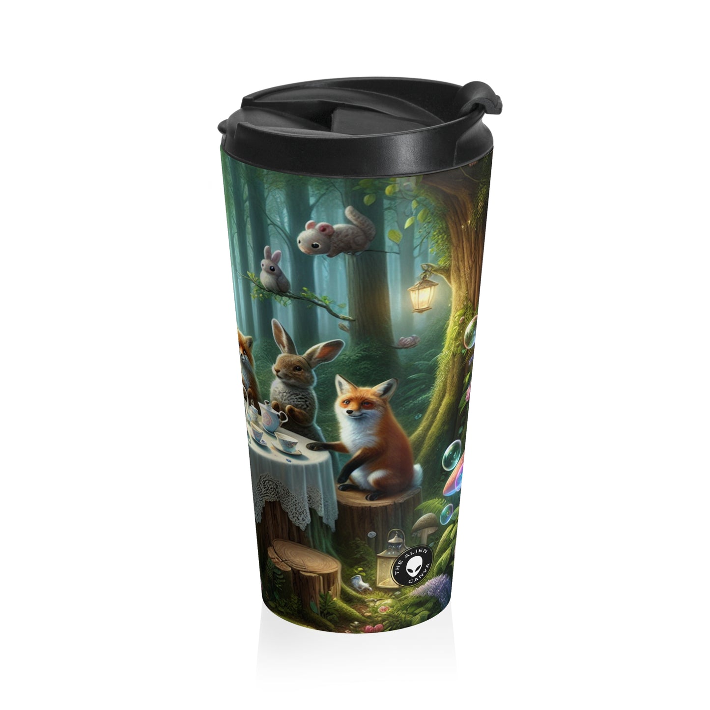 "La hora del té del bosque encantado": taza de viaje de acero inoxidable de Alien