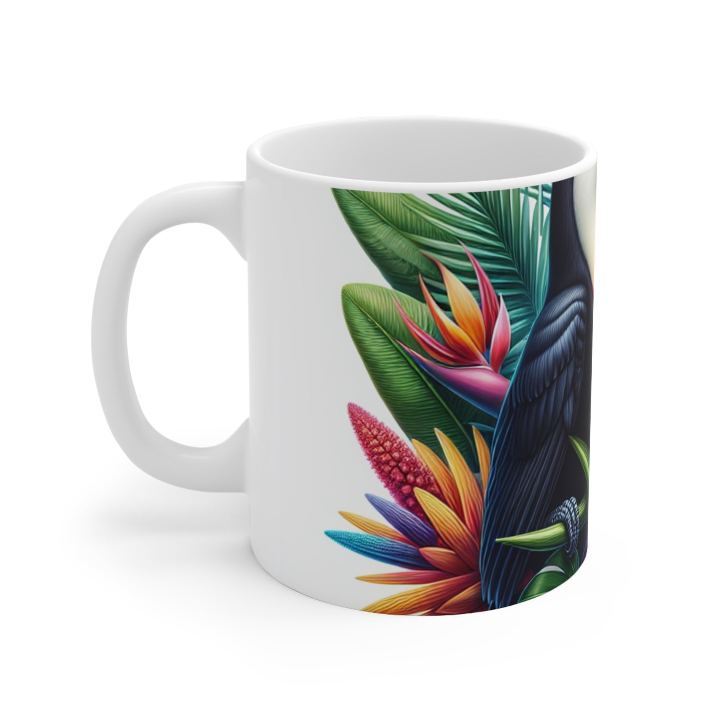 "Toucan on a Tropical Bloom" - The Alien Ceramic Mug 11oz Hyperrealism Style