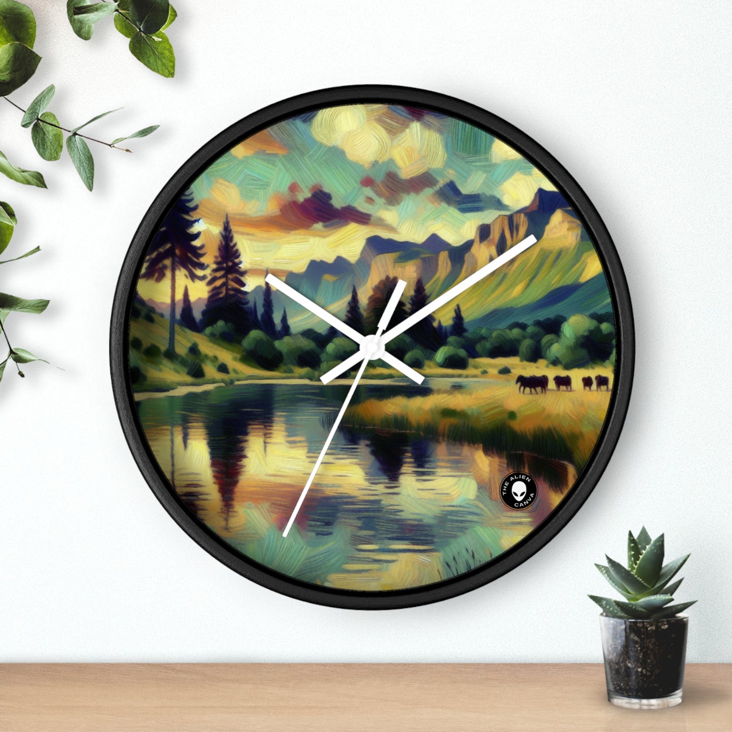 "Dusk in the Countryside: A Vibrant Post-Impressionist Painting" - The Alien Wall Clock Post-Impressionism