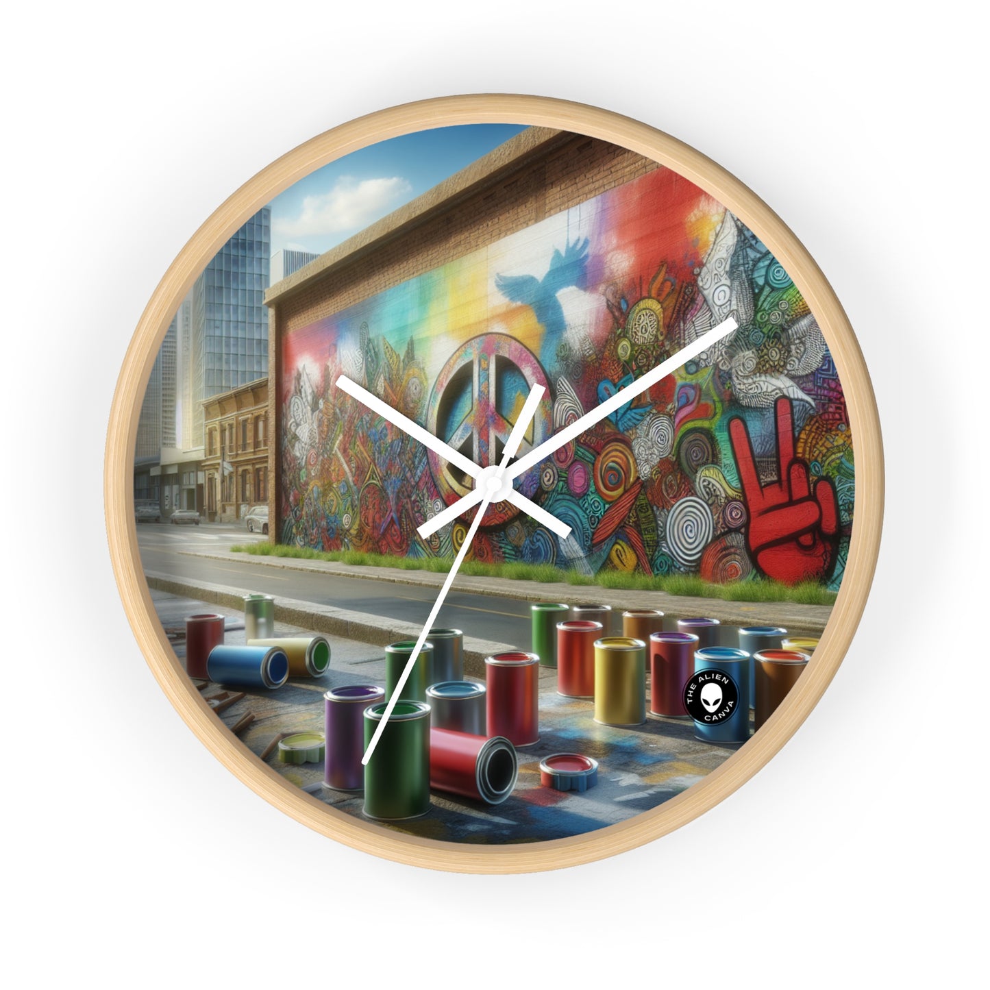 "Galactic Graffiti: Une fresque cosmique de Street Art" - The Alien Wall Clock Street Art