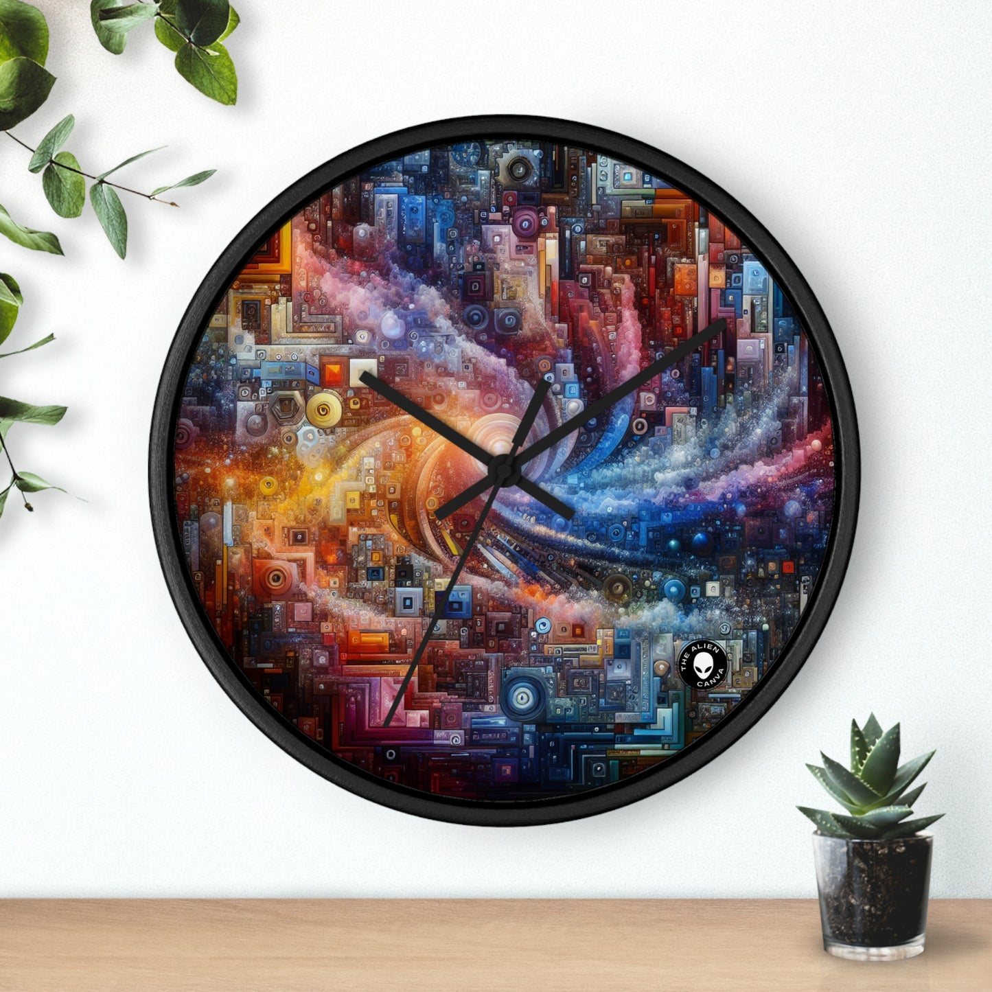 "Noches de ciudades futuristas: una metrópolis deslumbrante de innovación e imaginación" - The Alien Wall Clock Digital Art