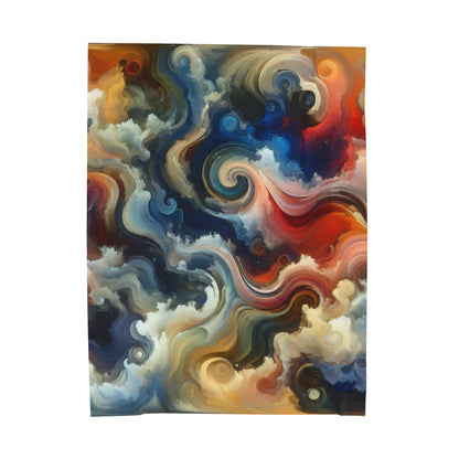 "Chaotic Balance: A Universe of Color" - The Alien Velveteen Plush Blanket Abstract Art Style