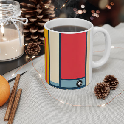 "De Stijl Grid: una composición de color minimalista" - Taza de cerámica The Alien 11oz De Stijl