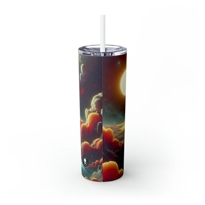 "Dawn of the Three Suns: A Sci-Fi Space Odyssey" - The Alien Maars® Skinny Tumbler with Straw 20oz Video Game Art