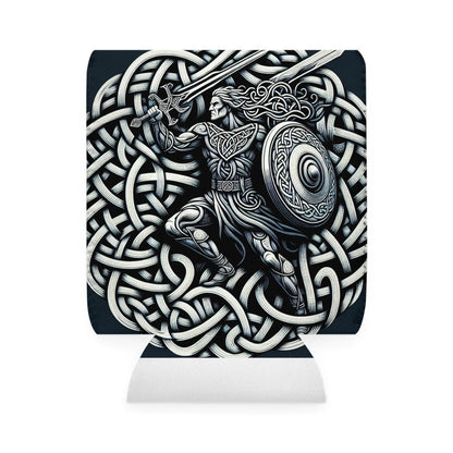 "Celtic Knight: Sword &amp; Shield in Ancient Knots" - The Alien Can Cooler Sleeve Style d'art celtique