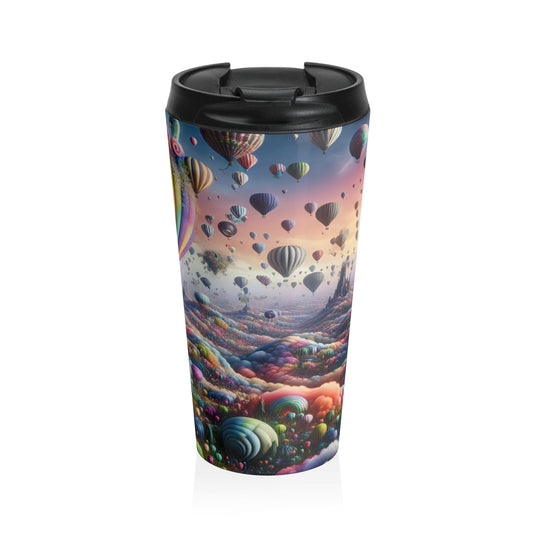 "Whimsical Sky: A Surreal Balloon Adventure" - The Alien Stainless Steel Travel Mug