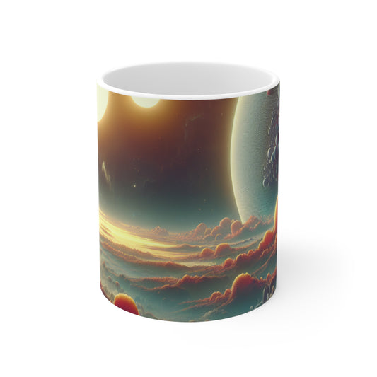 "L'aube des trois soleils : une odyssée de l'espace de science-fiction" - La tasse en céramique Alien 11oz Art du jeu vidéo