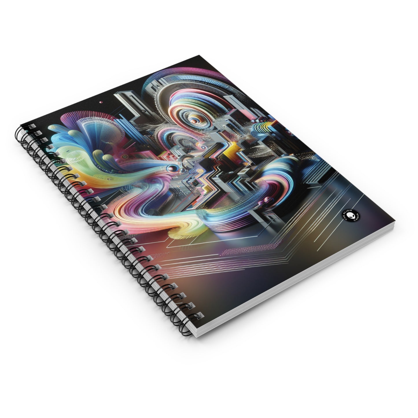 "Neon Nights: A Futuristic Urban Dream" - The Alien Spiral Notebook (Ruled Line) Art numérique