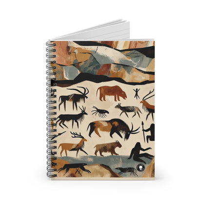 "The Discovery of Fire: A Cave Painting Tale" - The Alien Spiral Notebook (Ruled Line) Cave Painting